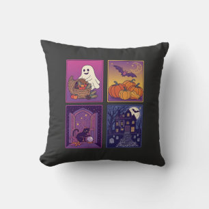 Coussin Citrouilles fantômes d'Halloween Maison hantée Cha