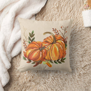 Coussin Citrouilles Feuilles d'Automne