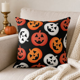 Coussin Citrouilles Jack O Lantern noires Halloween