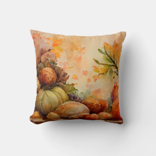 Coussin Citrouilles oranges rustiques vintage récolte auto