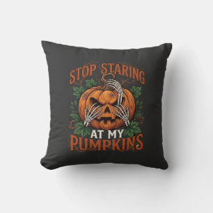 Coussin Citrouilles Regard Fixe Halloween Mains de Squelet