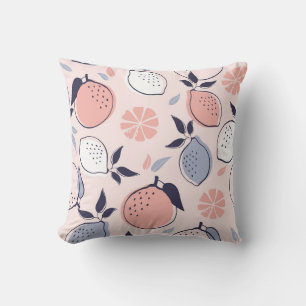 Coussin Citrus Abstrait Motif de citron et d'oranges en Pa