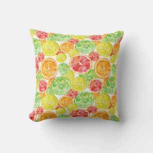 Coussin Citrus : aquarelle à trois couleurs vibrantes