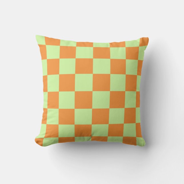 Coussin Citrus vert orange À damiers En vichy Motif (Recto)
