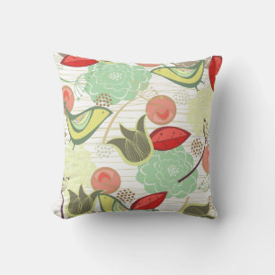 Coussin Citrus Whimsical Sweet Birds Floral Garden Cushion