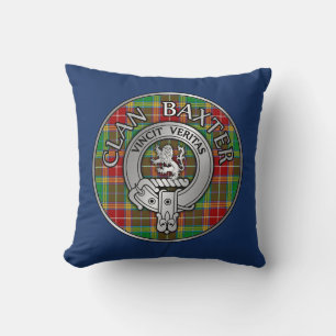Coussin Clan Baxter Crest et Tartan