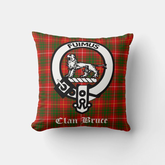 Coussin Clan Bruce Crest Badge & Tartan (Recto)