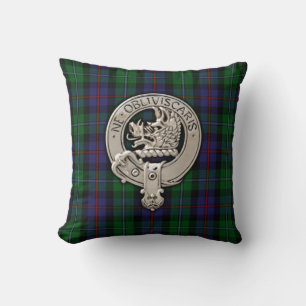 Coussin Clan Campbell Crest et Cawdor Tartan