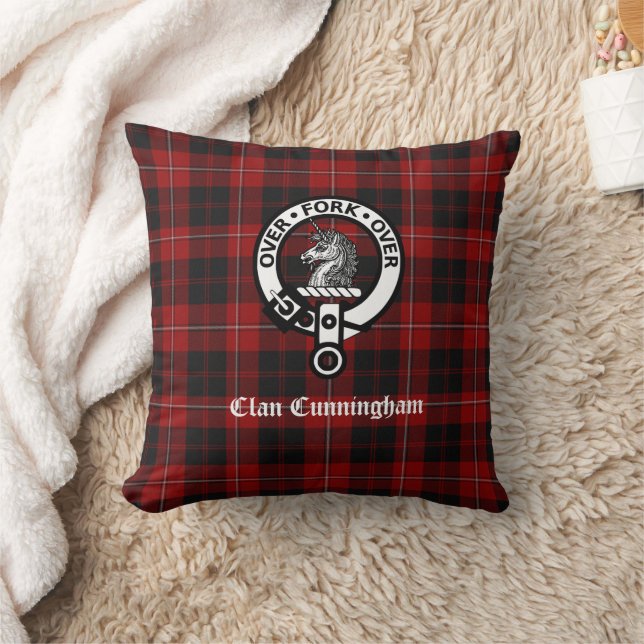 Coussin Clan Cunningham Crest Badge et Tartan (Couverture)