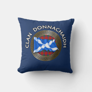 Coussin Clan Donnachaidh Robertson Tartan Knot & Flag