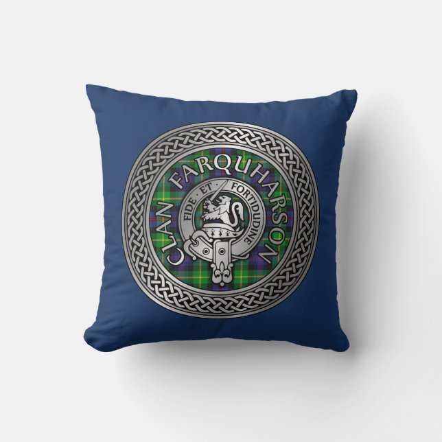 Coussin Clan Farquharson Crest & Tartan Knot (Recto)