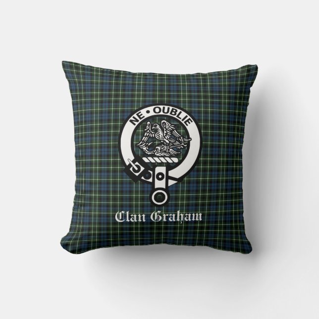 Coussin Clan Graham Montrose Tartan & Crest (Recto)