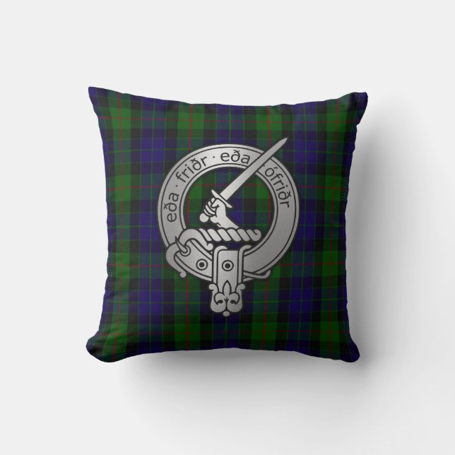 Coussin Clan Gunn Crest & Tartan - Old Norse (Recto)