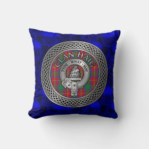 Coussin Clan Haig Crest & Tartan Knot