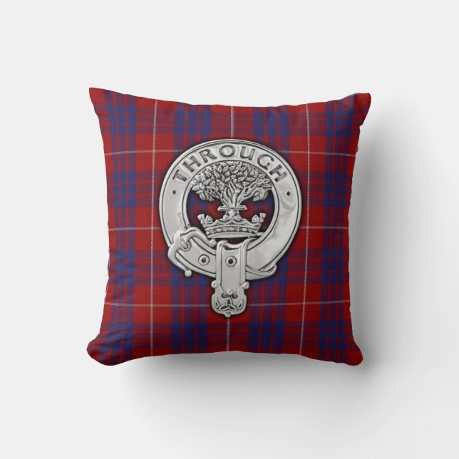 Coussin Clan Hamilton Crest & Tartan (Recto)