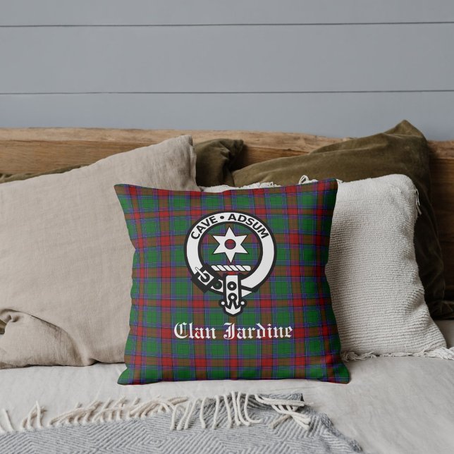 Coussin Clan Jardine Crest Badge et Tartan (Créateur téléchargé)