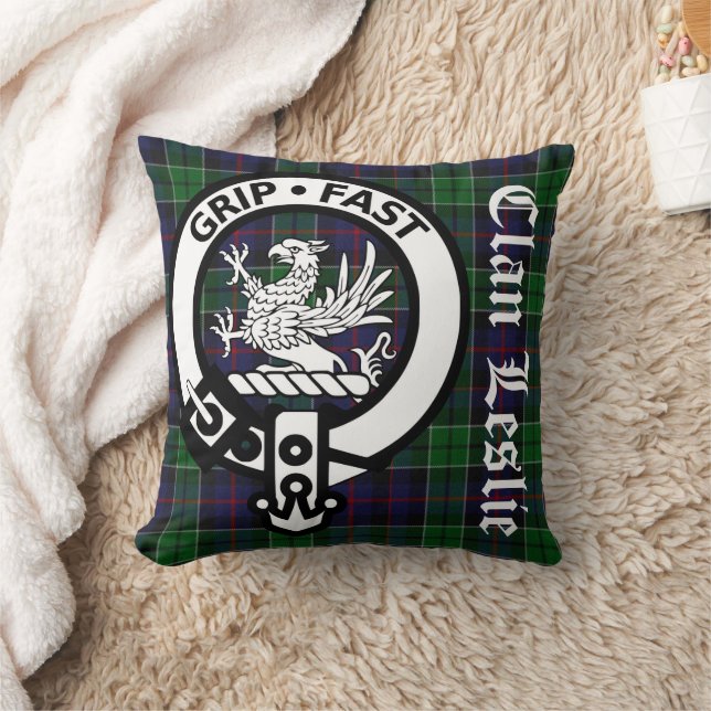 Coussin Clan Leslie Tartan & Crest Jeu d'oreiller (Couverture)