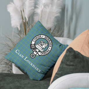 Coussin Clan Lockhart Crest Badge & Tartan