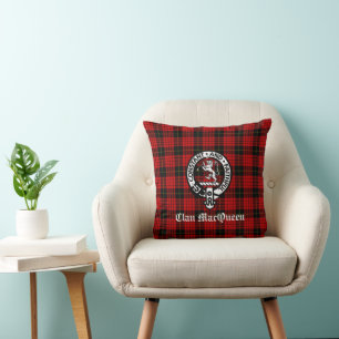 Coussin Clan MacQueen Crest Badge & Tartan
