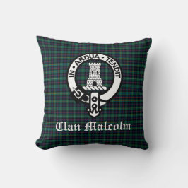 Coussin Clan Malcolm Crest Badge et Tartan