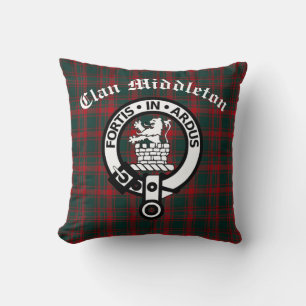 Coussin Clan Middleton Crest Badge et Tartan