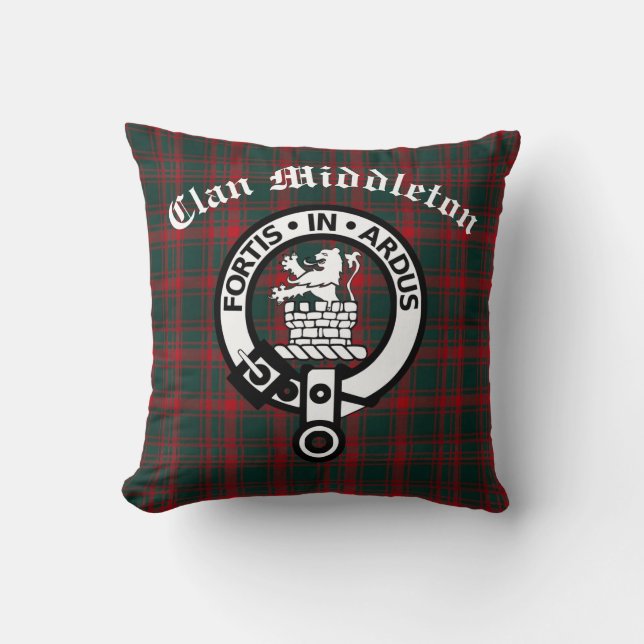 Coussin Clan Middleton Crest Badge et Tartan (Recto)