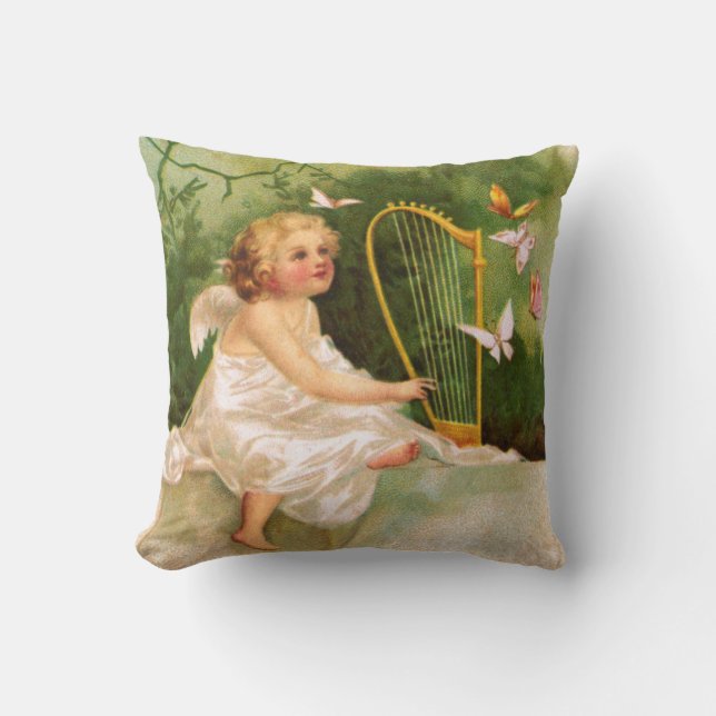 Coussin Clapsaddle : Ange jouant l'harpe (Recto)