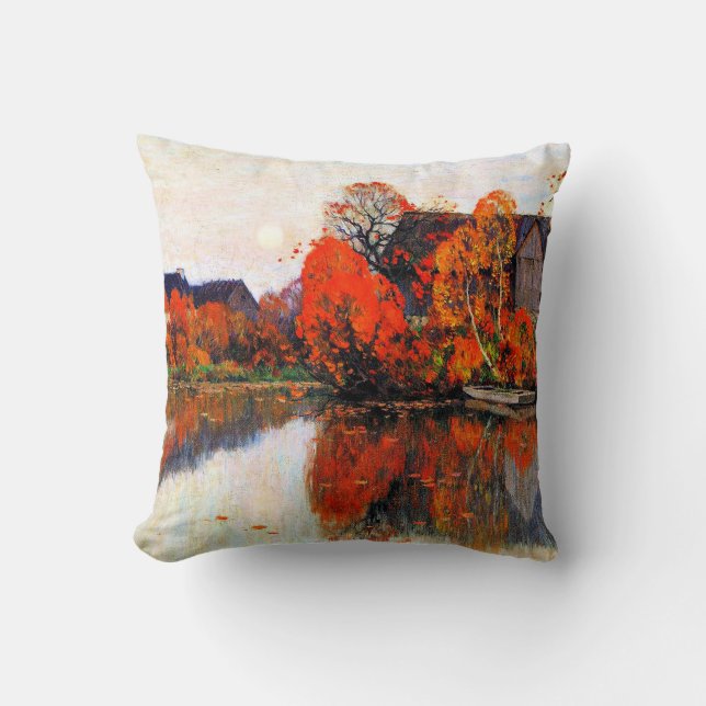 Coussin Clarence Gagnon peinture, The Pond en octobre (Recto)