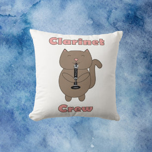 Coussin Clarinet Crew rose Brown Chat amusant