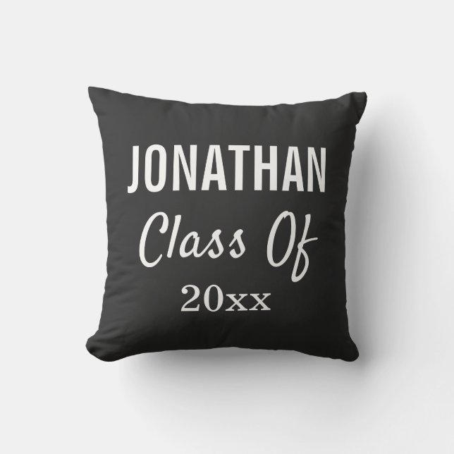 Coussin Classe d'études Année Noire Typographie moderne (Recto)