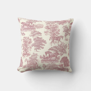 Coussin Classé Élégant Chic Rose Cheval Toile de campagne