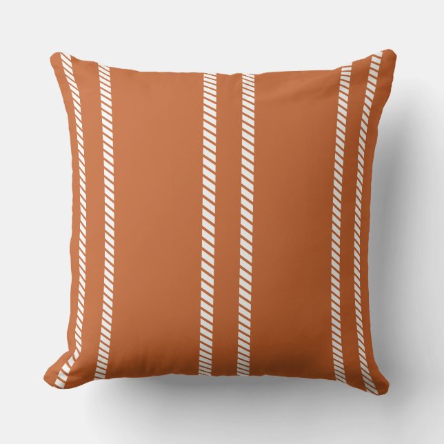 Coussin Classic Burnt Orange with Stripes Throw Pillow (Recto)
