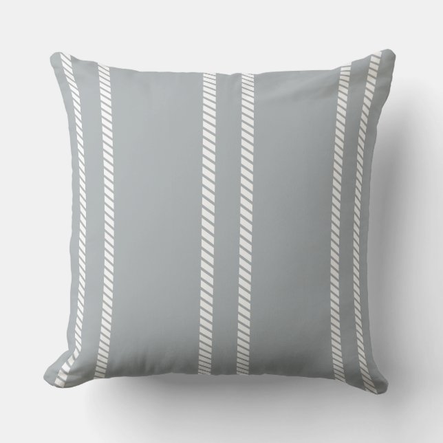 Coussin Classic Dove Grey with Stripes Throw Pillow (Recto)