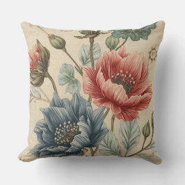 Coussin Classic, Elegant, Blue Rose Gold Flowers Pattern