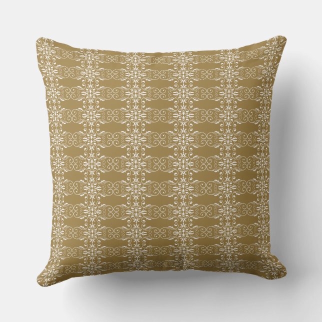 Coussin Classic Gold Ornamental Square Pillow (Verso)