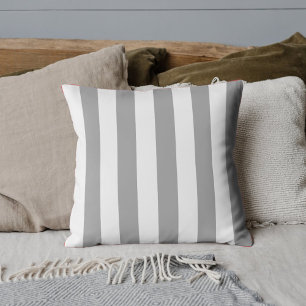 Coussin Classic gris et blanc rayures vintages
