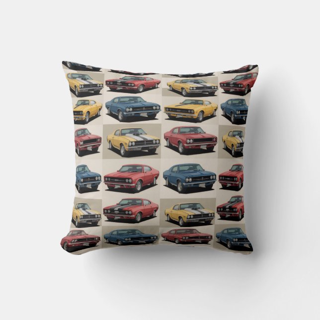 Coussin Classic Muscle Cars Grid Pattern (Recto)