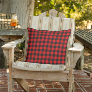 Coussin Classic Red Black Buffalo Check Plaid Motif
