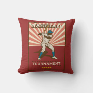 Coussin Classic Vintage Retro Champion de Baseball Rouge T