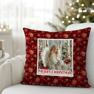 Coussin Classique Ange Rouge Or Noël Personnalisé Meilleur