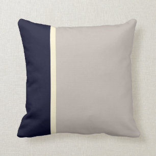 Coussin Classique Élégant Gris Navy Élégantes Rayures