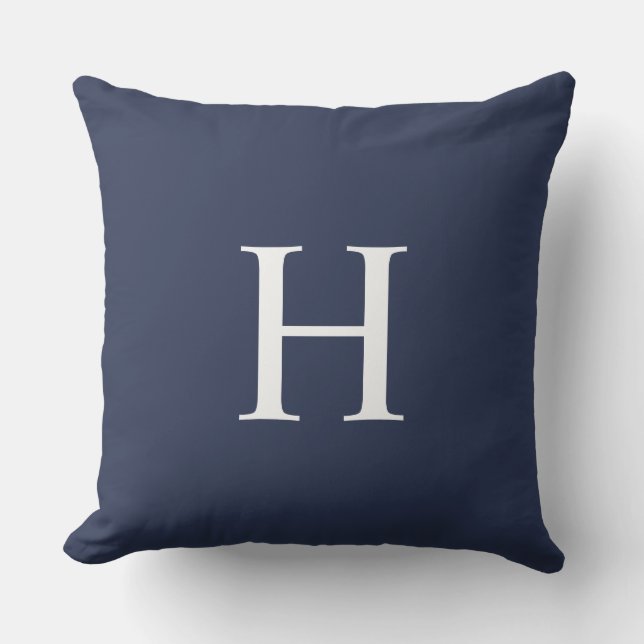 Coussin Classique Moderne Monogramme Bleu Marine (Recto)