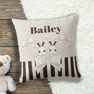 Coussin Classique Moderne Rayure Mignonne Fille Jumelles L