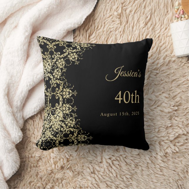 Coussin Classy Gold & Black Damask 40e anniversaire (Couverture)
