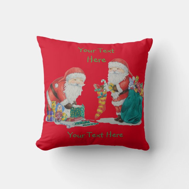 Coussin Clause de mignonne santa se préparant pour Noël (Recto)