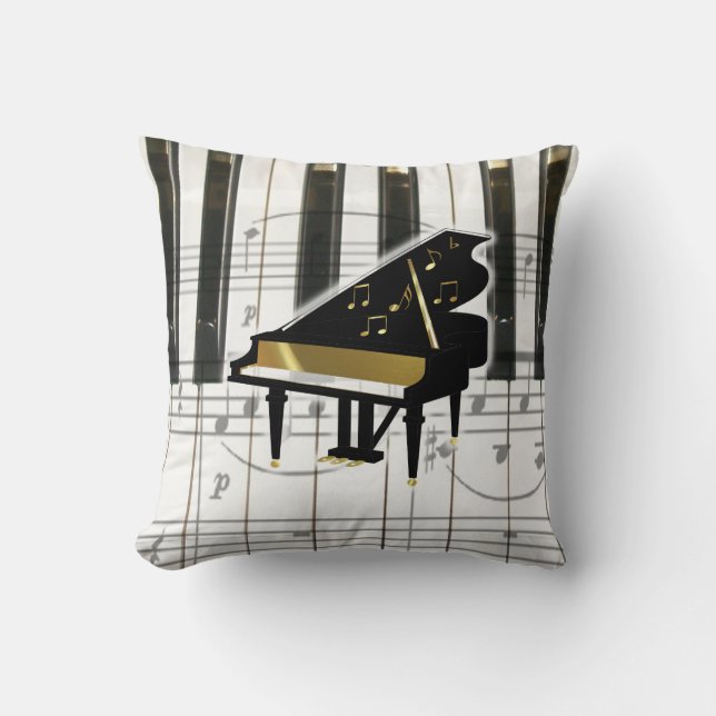 Coussin Clavier et notes de piano à queue (Recto)