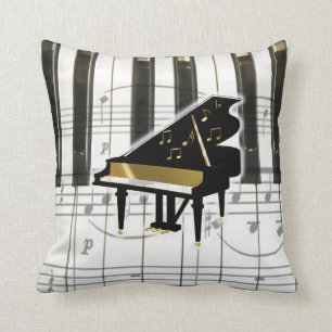 Coussin Clavier et notes de piano à queue