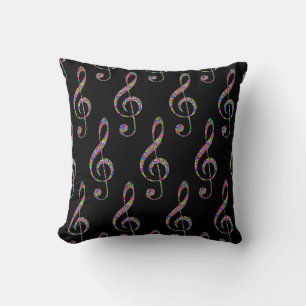 Coussin Clé de musique en arc-en-ciel