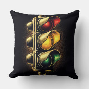 Coussin Clé graphique en gras Stoplight sur noir