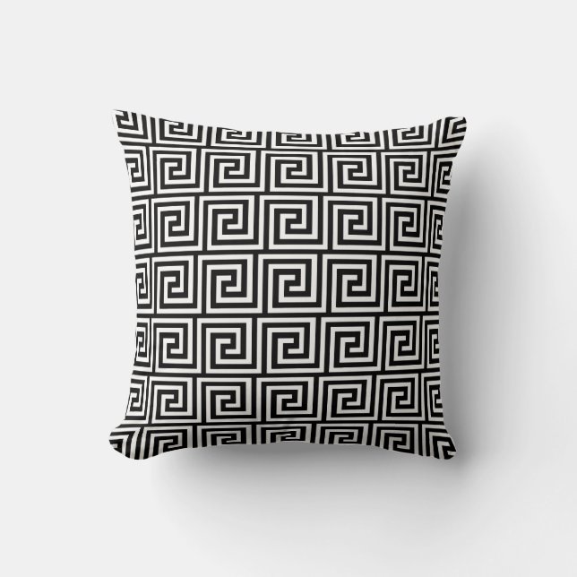 Coussin Clé grecque, noire et blanche (Recto)